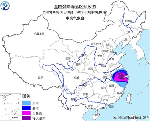 暴雨黃色預(yù)警：浙滬皖蘇局地有特大暴雨