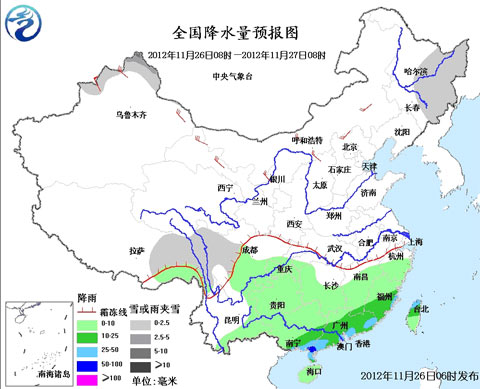 東北的降雪減少 江南華南雨水減弱南壓