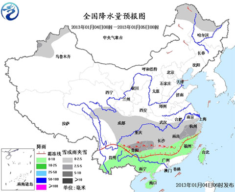 南方大部持續(xù)雨雪天氣 黔湘贛等局地有凍雨