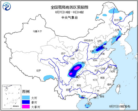 暴雨藍(lán)色預(yù)警：四川陜西局部地區(qū)有大暴雨