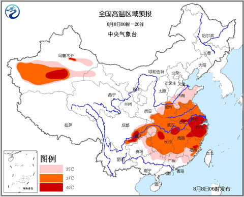 高溫橙色預(yù)警：浙渝皖贛川等局地42℃