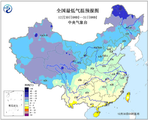 2013年最后兩天全國大部晴好 氣溫回升