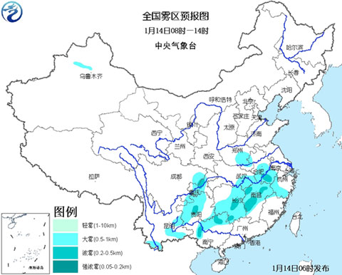 大霧黃色預(yù)警：皖贛湘桂渝黔部分地區(qū)有濃霧