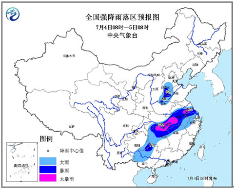 西南地區(qū)降雨減弱 長江中下游強(qiáng)降雨集中出現(xiàn)