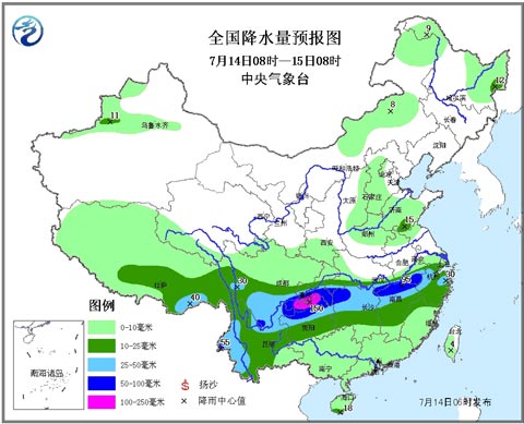 西南地區(qū)至長江中下游暴雨持續(xù) 北方熱度不減