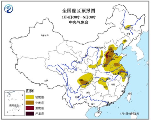 華北黃淮霧霾持續(xù) 明起全國大部迎雨雪