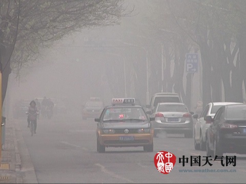 石家莊市區(qū)雨后大霧籠罩（秦楠 攝）