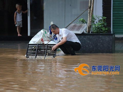 5日大暴雨再襲東莞，交通癱瘓數小時。（來源：東莞陽光網）