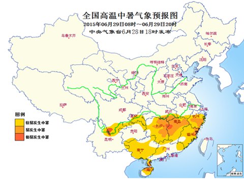 湖南江西四川等地29日極易發(fā)生中暑