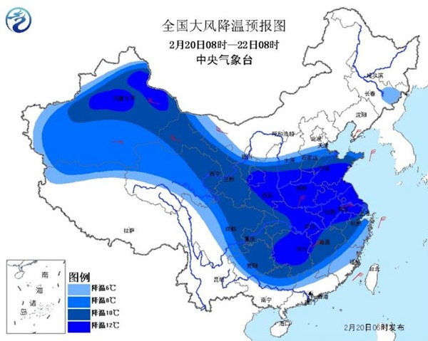 超一半國土將遭雨雪 中東部氣溫大跳水