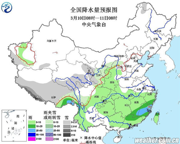 江西福建有大雨 明起冷空氣影響中東部